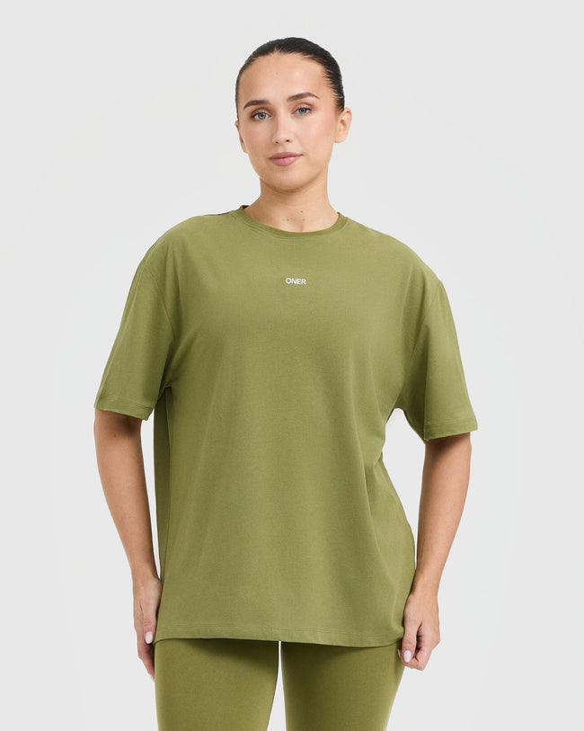 Classic Oner Graphic Oversized Lightweight T-Shirt | Olive Green