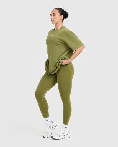 Classic Oner Graphic Oversized Lightweight T-Shirt | Olive Green