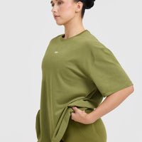 Classic Oner Graphic Oversized Lightweight T-Shirt | Olive Green