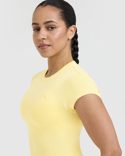 ◆RONRON◆ LINGER HEART 88 CROP T SHIRT YELLOW LINGER HEART 88 CROP T SHIRT YELLOW