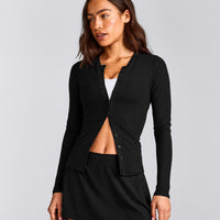 Mellow™ Rib Long Sleeve Cardigan | Black