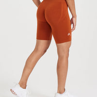 EffortlessLift™ Seamless Cycling Shorts with White Logo | Warm Copper