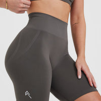 EffortlessLift™ Seamless Cycling Shorts with White Logo | Deep Taupe
