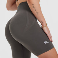 EffortlessLift™ Seamless Cycling Shorts with White Logo | Deep Taupe