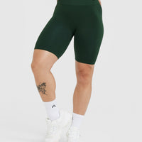 EffortlessLift™ Seamless Cycling Shorts with White Logo | Evergreen