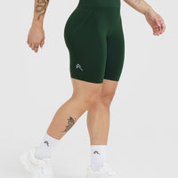 EffortlessLift™ Seamless Cycling Shorts with White Logo | Evergreen