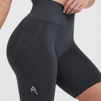EffortlessLift™ Seamless Cycling Shorts with White Logo | Coal