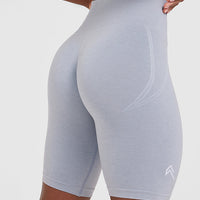 EffortlessLift™ Seamless Cycling Shorts with White Logo | Metal Grey