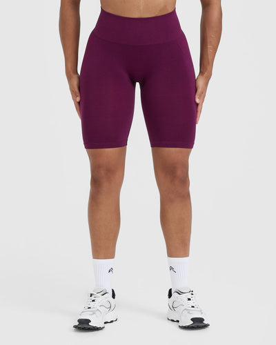 EffortlessLift™ Seamless Cycling Shorts with White Logo | Ripe Fig