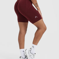 EffortlessLift™ Seamless Cycling Shorts with White Logo | Rosewood