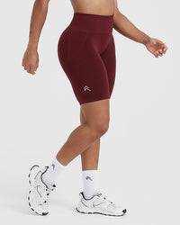 EffortlessLift™ Seamless Cycling Shorts with White Logo | Rosewood