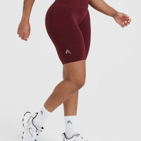 EffortlessLift™ Seamless Cycling Shorts with White Logo | Rosewood