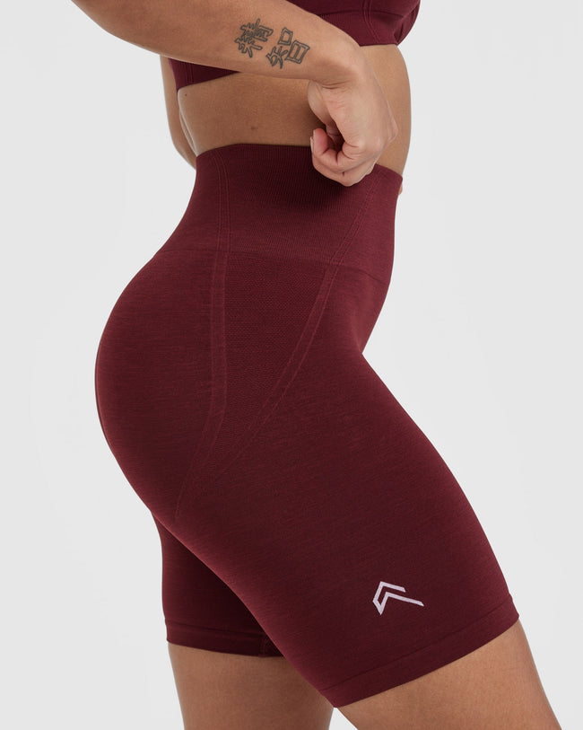 EffortlessLift™ Seamless Cycling Shorts with White Logo | Rosewood