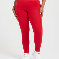 EffortlessLift™ Seamless Leggings with White Logo | Spicy Red
