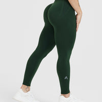 EffortlessLift™ Seamless Leggings with White Logo | Evergreen