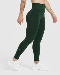 EffortlessLift™ Seamless Leggings with White Logo | Evergreen