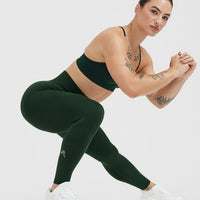 EffortlessLift™ Seamless Leggings with White Logo | Evergreen