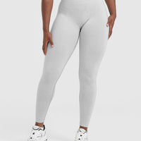EffortlessLift™ Seamless Leggings with White Logo | Grey Marl