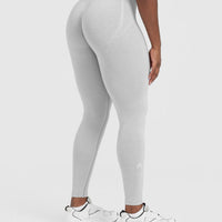 EffortlessLift™ Seamless Leggings with White Logo | Grey Marl