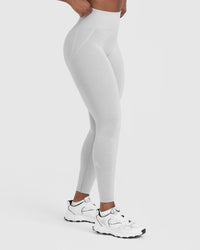 EffortlessLift™ Seamless Leggings with White Logo | Grey Marl