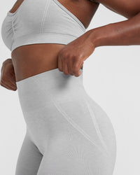 EffortlessLift™ Seamless Leggings with White Logo | Grey Marl