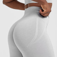 EffortlessLift™ Seamless Leggings with White Logo | Grey Marl