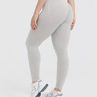 EffortlessLift™ Seamless Leggings with White Logo | Light Grey Marl