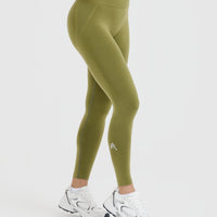 EffortlessLift™ Seamless Leggings with White Logo | Olive Green