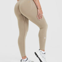 EffortlessLift™ Seamless Leggings with White Logo | Washed Sandstone