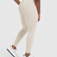 EffortlessLift™ Seamless Leggings with White Logo | Sand