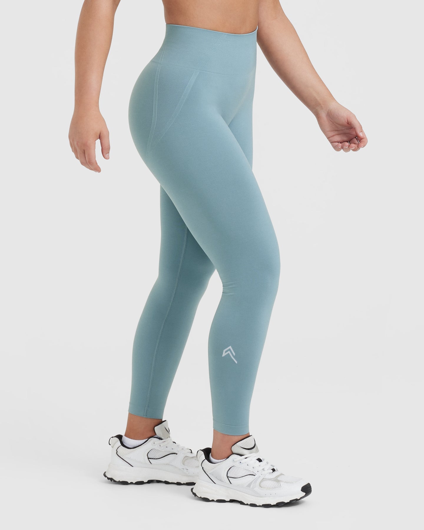 EffortlessLift™ Seamless Leggings with White Logo | Steel Blue