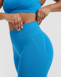 EffortlessLift™ Seamless Leggings with White Logo | Tropical Blue