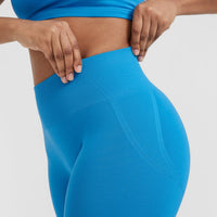 EffortlessLift™ Seamless Leggings with White Logo | Tropical Blue