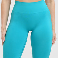 EffortlessLift™ Seamless Leggings with White Logo | Aqua Blue