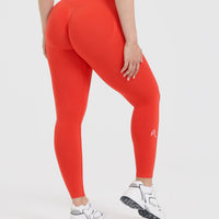 EffortlessLift™ Seamless Leggings with White Logo | Charged Orange