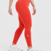 EffortlessLift™ Seamless Leggings with White Logo | Charged Orange