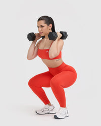 EffortlessLift™ Seamless Leggings with White Logo | Charged Orange