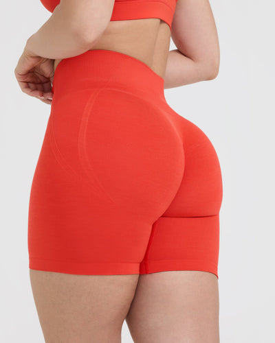 EffortlessLift™ Seamless Shorts with White Logo | Charged Orange