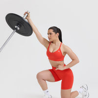 EffortlessLift™ Seamless Shorts with White Logo | Charged Orange