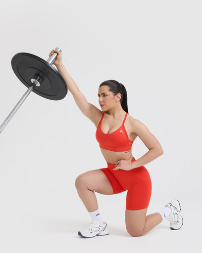 EffortlessLift™ Seamless Shorts with White Logo | Charged Orange