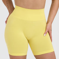 EffortlessLift™ Seamless Shorts with White Logo | Lemon Yellow