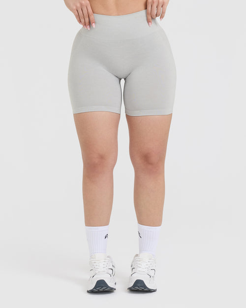 Oner Modal Effortless Seamless Shorts with White Logo | Light Grey Marl