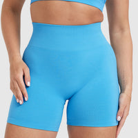 EffortlessLift™ Seamless Shorts with White Logo | Electric Blue