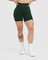 Effortless Seamless Shorts with White Logo | Evergreen