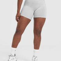 EffortlessLift™ Seamless Shorts with White Logo | Grey Marl