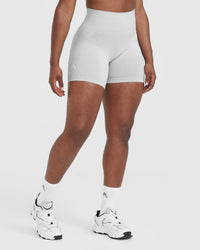 EffortlessLift™ Seamless Shorts with White Logo | Grey Marl