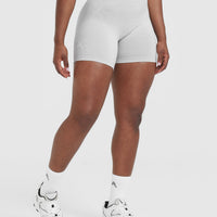 EffortlessLift™ Seamless Shorts with White Logo | Grey Marl
