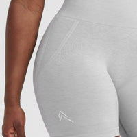 EffortlessLift™ Seamless Shorts with White Logo | Grey Marl