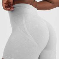 EffortlessLift™ Seamless Shorts with White Logo | Grey Marl