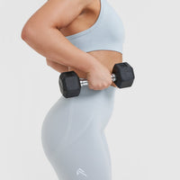 EffortlessLift™ Seamless Shorts with White Logo | Ice Blue